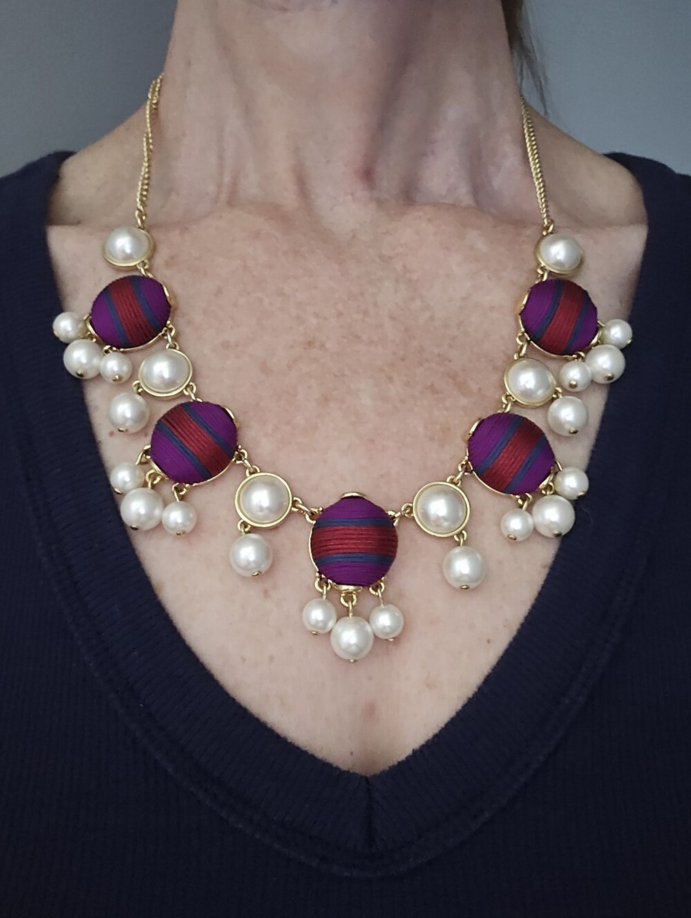 Talbots Bright Side Gold-tone Faux Pearl Ajustable Statement Necklace